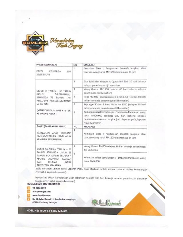 PEKELILING ANGGOTA 21/2021 MAKLUMAN PERUBAHAN PAKEJ KHAIRAT KEMATIAN DARI DARUL JENAZAH