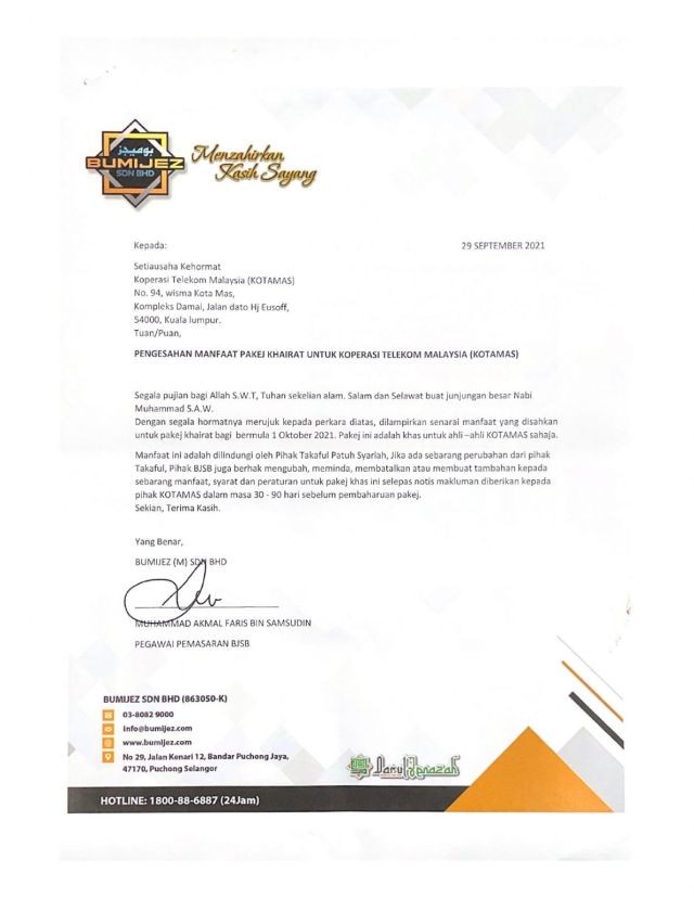 PEKELILING ANGGOTA 21/2021 MAKLUMAN PERUBAHAN PAKEJ KHAIRAT KEMATIAN DARI DARUL JENAZAH