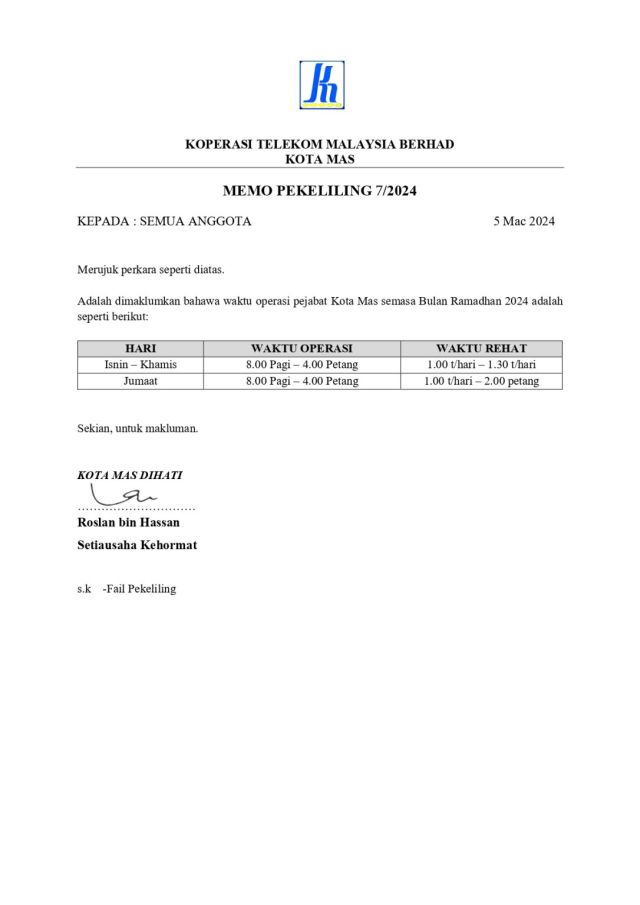 PEKELILING ANGGOTA 07/2024