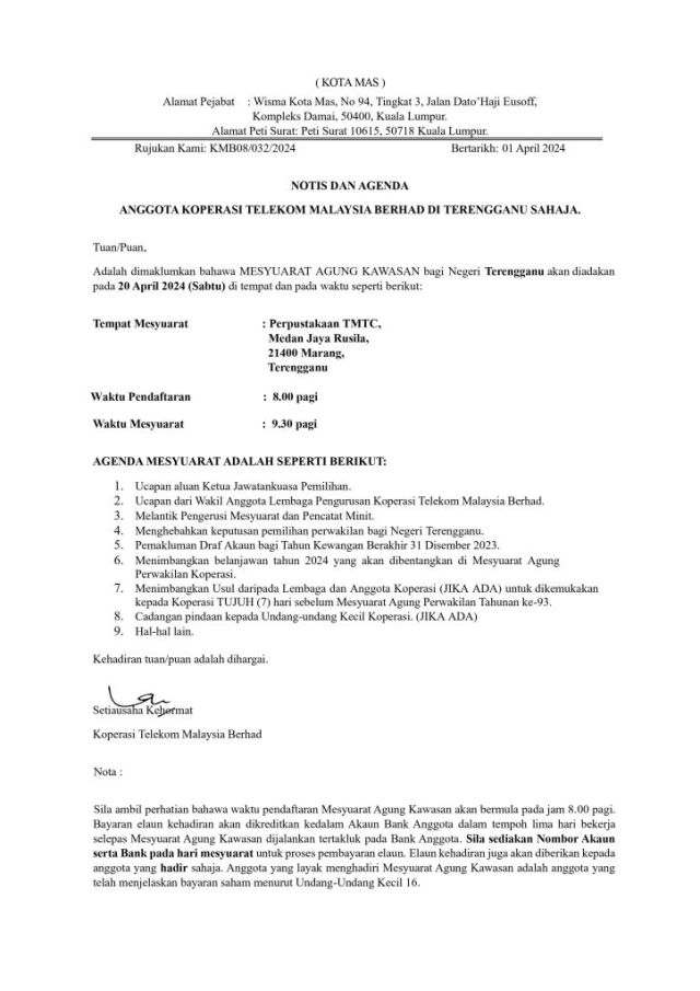 PEKELILING ANGGOTA 07/2024 MEMO TARIKH DAN TEMPAT MAK 2024