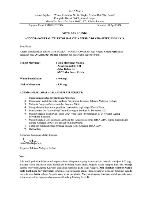 PEKELILING ANGGOTA 07/2024 MEMO TARIKH DAN TEMPAT MAK 2024