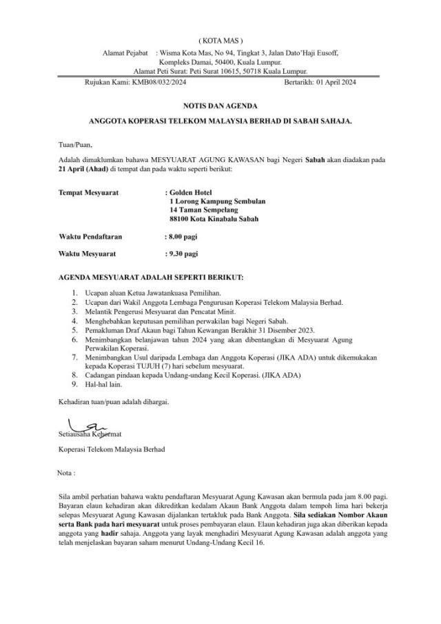 PEKELILING ANGGOTA 07/2024 MEMO TARIKH DAN TEMPAT MAK 2024