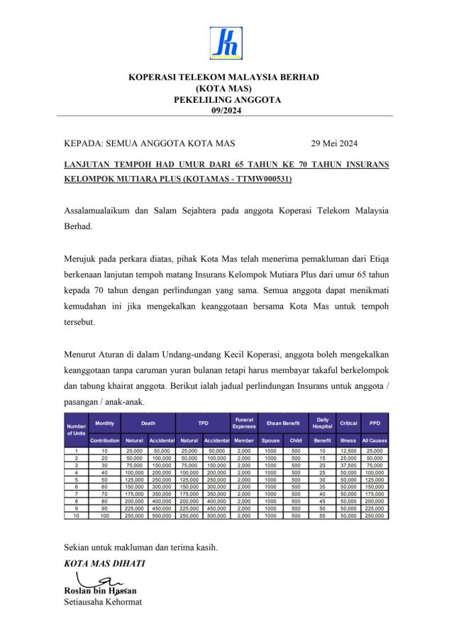 PEKELILING ANGGOTA 09/2024 LANJUTAN TEMPOH HAD UMUR ETIQA