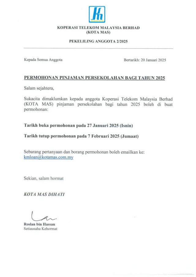 PEKELILING ANGGOTA 2/2025 PINJAMAN PERSEKOLAHAN